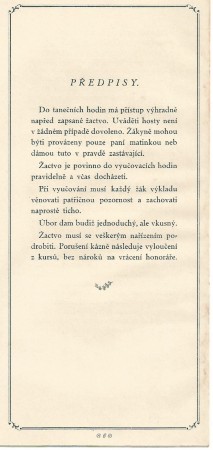 Böhmova taneční škola - předpisy